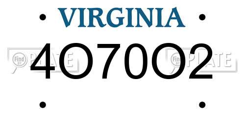 4O70O2 Virginia License Plate