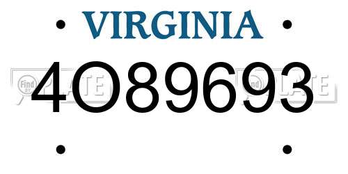 4O89693 Virginia License Plate