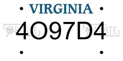 4O97D4 Virginia License Plate