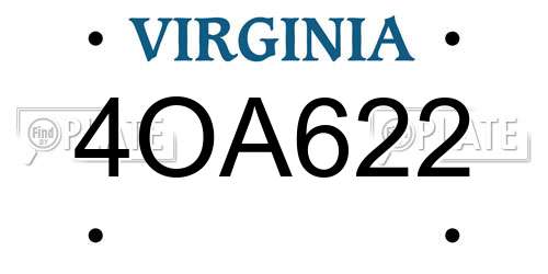 4OA622 Virginia License Plate