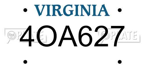 4OA627 Virginia License Plate