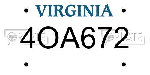 4OA672 Virginia License Plate