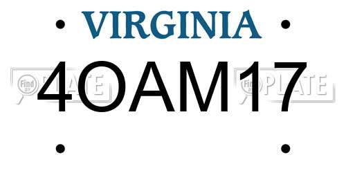 4OAM17 Virginia License Plate