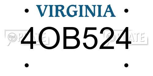 4OB524 Virginia License Plate