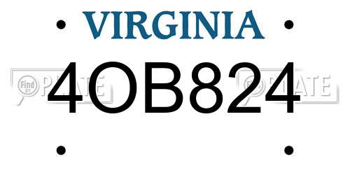 4OB824 Virginia License Plate