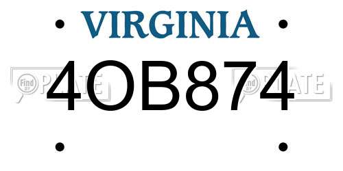 4OB874 Virginia License Plate