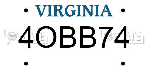 4OBB74 Virginia License Plate