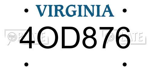4OD876 Virginia License Plate