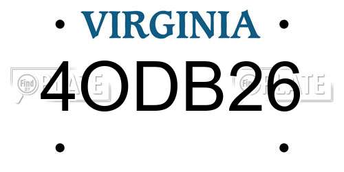 4ODB26 Virginia License Plate