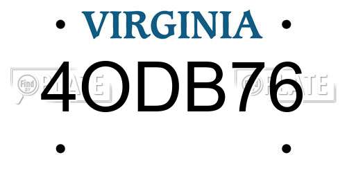 4ODB76 Virginia License Plate