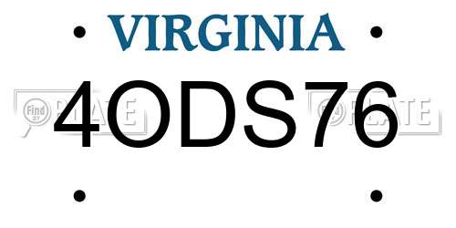 4ODS76 Virginia License Plate