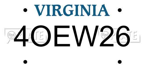 4OEW26 Virginia License Plate