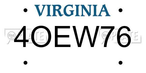 4OEW76 Virginia License Plate