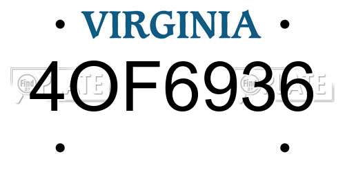 4OF6936 Virginia License Plate