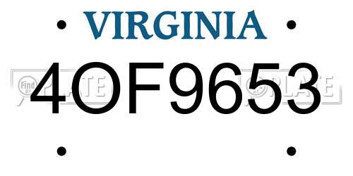 4OF9653 Virginia License Plate