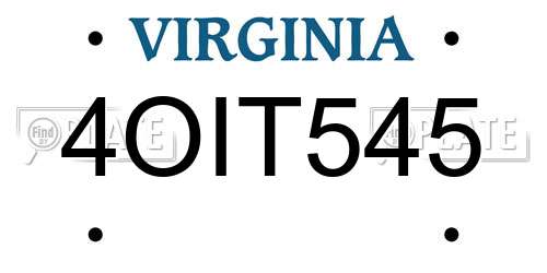 4OIT545 Virginia License Plate
