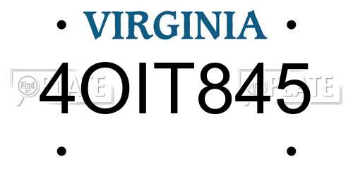 4OIT845 Virginia License Plate