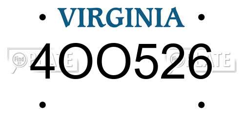 4OO526 Virginia License Plate