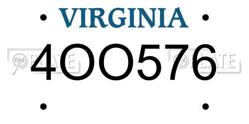 4OO576 Virginia License Plate