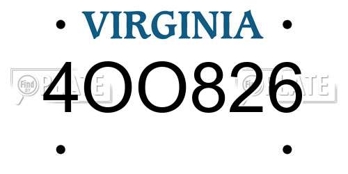 4OO826 Virginia License Plate
