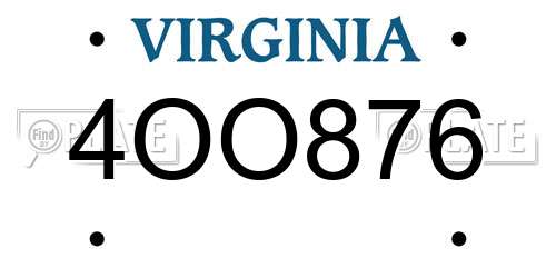 4OO876 Virginia License Plate
