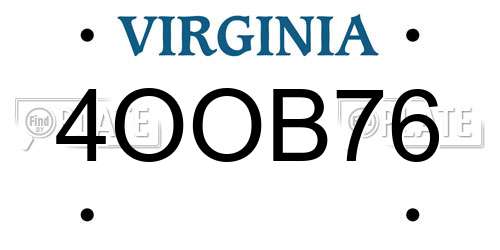 4OOB76 Virginia License Plate