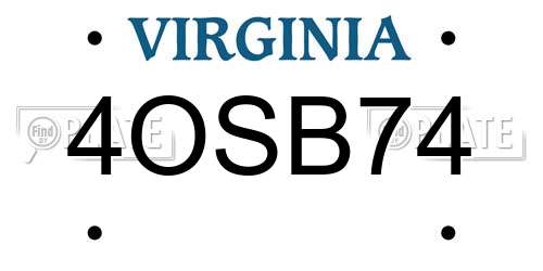 4OSB74 Virginia License Plate
