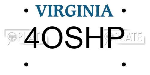 4OSHP Virginia License Plate