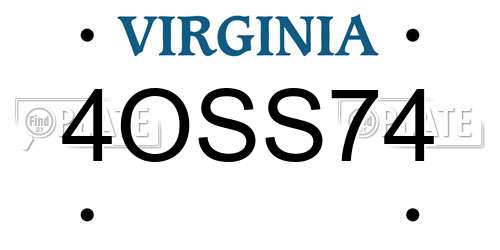 4OSS74 Virginia License Plate