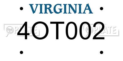4OT002 Virginia License Plate
