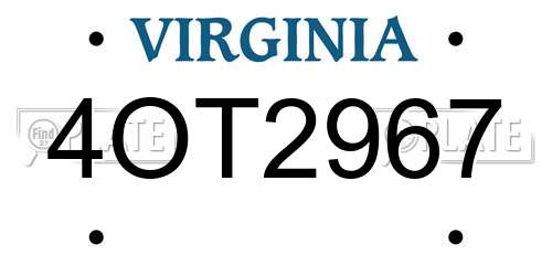 4OT2967 Virginia License Plate