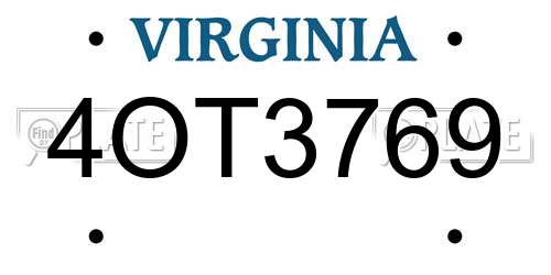 4OT3769 Virginia License Plate
