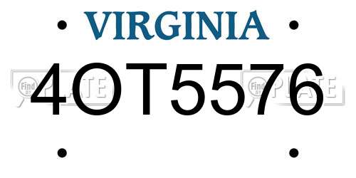 4OT5576 Virginia License Plate