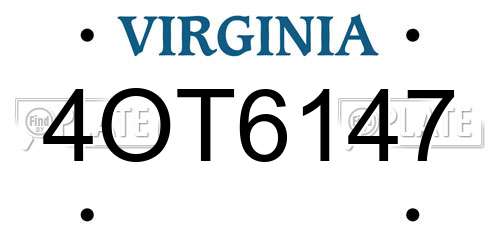 4OT6147 Virginia License Plate