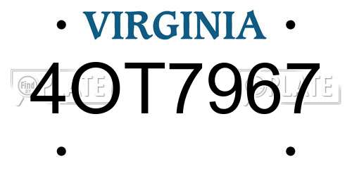 4OT7967 Virginia License Plate