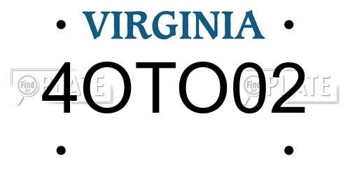 4OTO02 Virginia License Plate