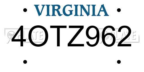 4OTZ962 Virginia License Plate