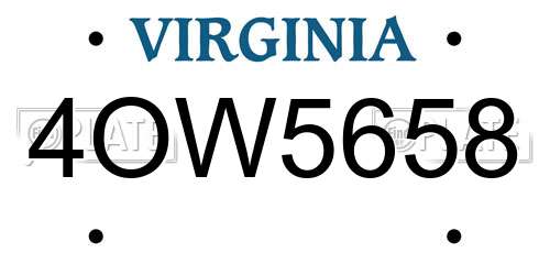 4OW5658 Virginia License Plate
