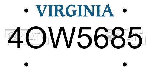 4OW5685 Virginia License Plate