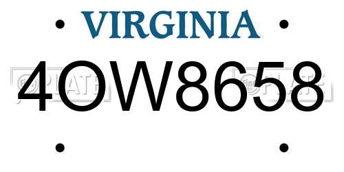 4OW8658 Virginia License Plate
