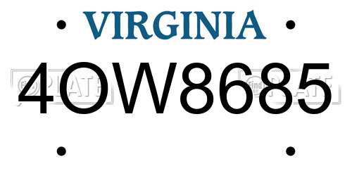 4OW8685 Virginia License Plate