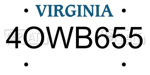4OWB655 Virginia License Plate