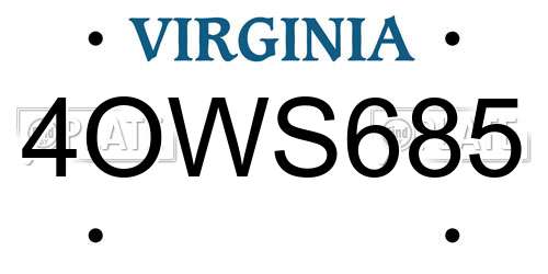 4OWS685 Virginia License Plate