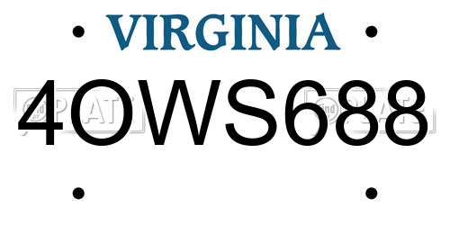 4OWS688 Virginia License Plate