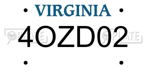 4OZD02 Virginia License Plate