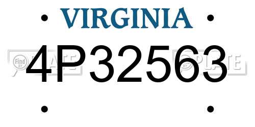 4P32563 Virginia License Plate