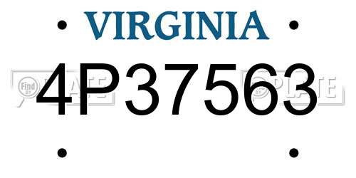 4P37563 Virginia License Plate