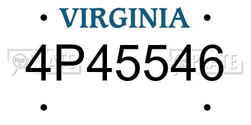 4P45546 Virginia License Plate