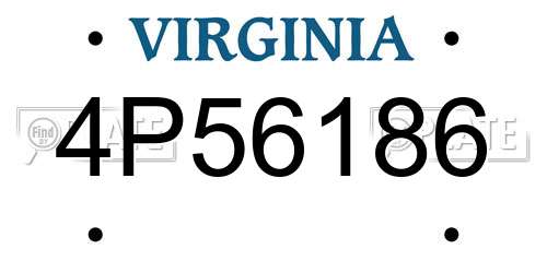 4P56186 Virginia License Plate
