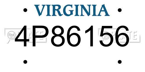 4P86156 Virginia License Plate